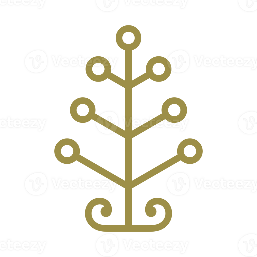 Golden minimalist linear Christmas tree png