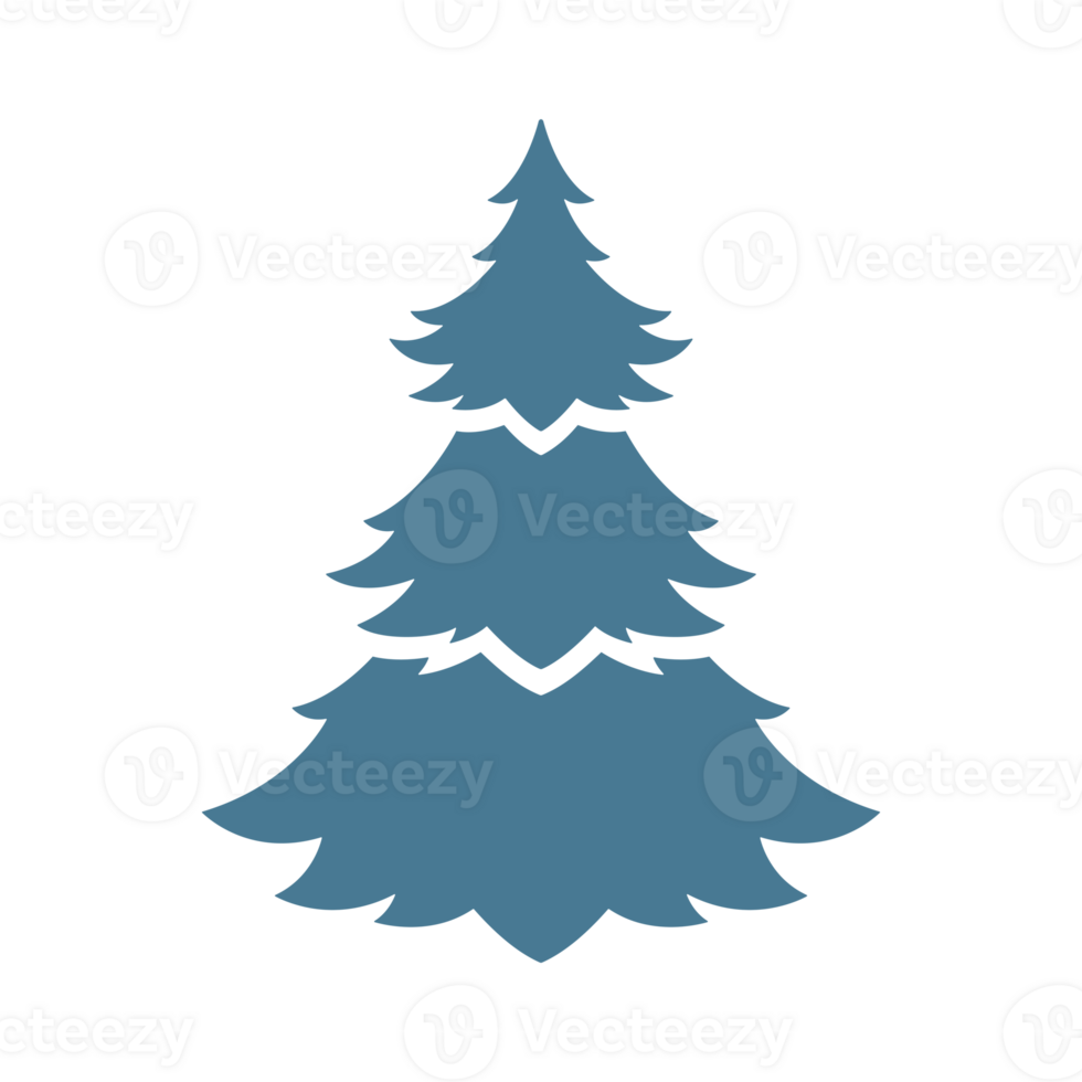 Blue silhouette of Christmas tree png