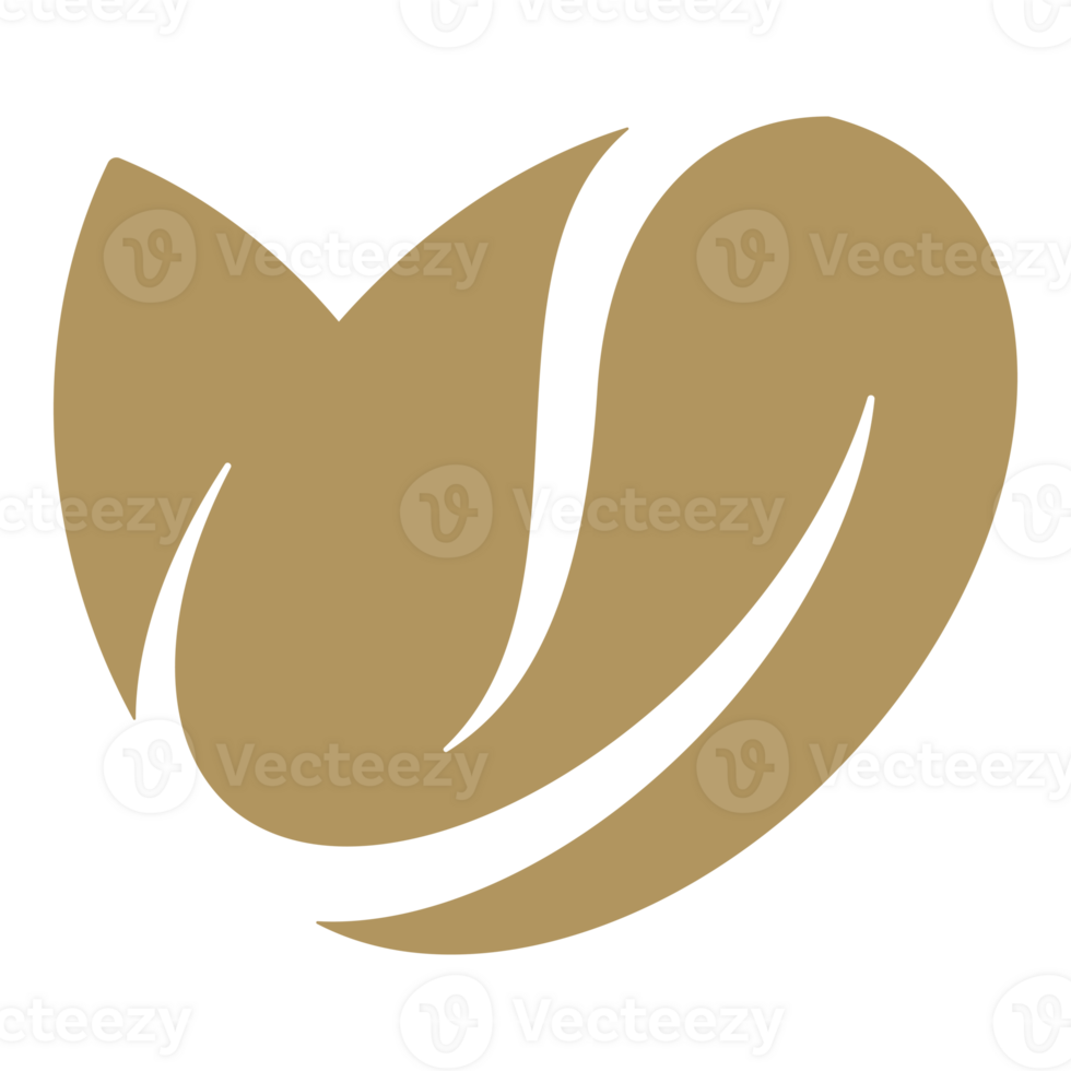 Coffee bean with leaf logo png