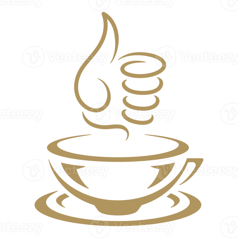 Coffee cup logo with thumb up gesture png