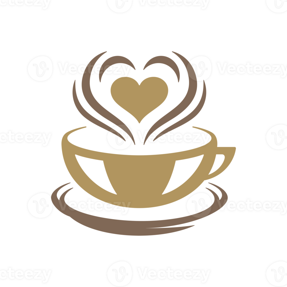Cappuccino cup with heart symbol silhouette png