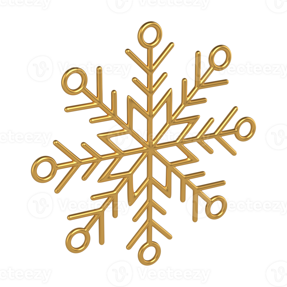 Gold snowflake with delicate ornament. Interior element with fes png