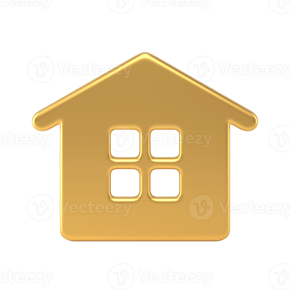 Figure golden abstract house. Bright minimal design with windows png