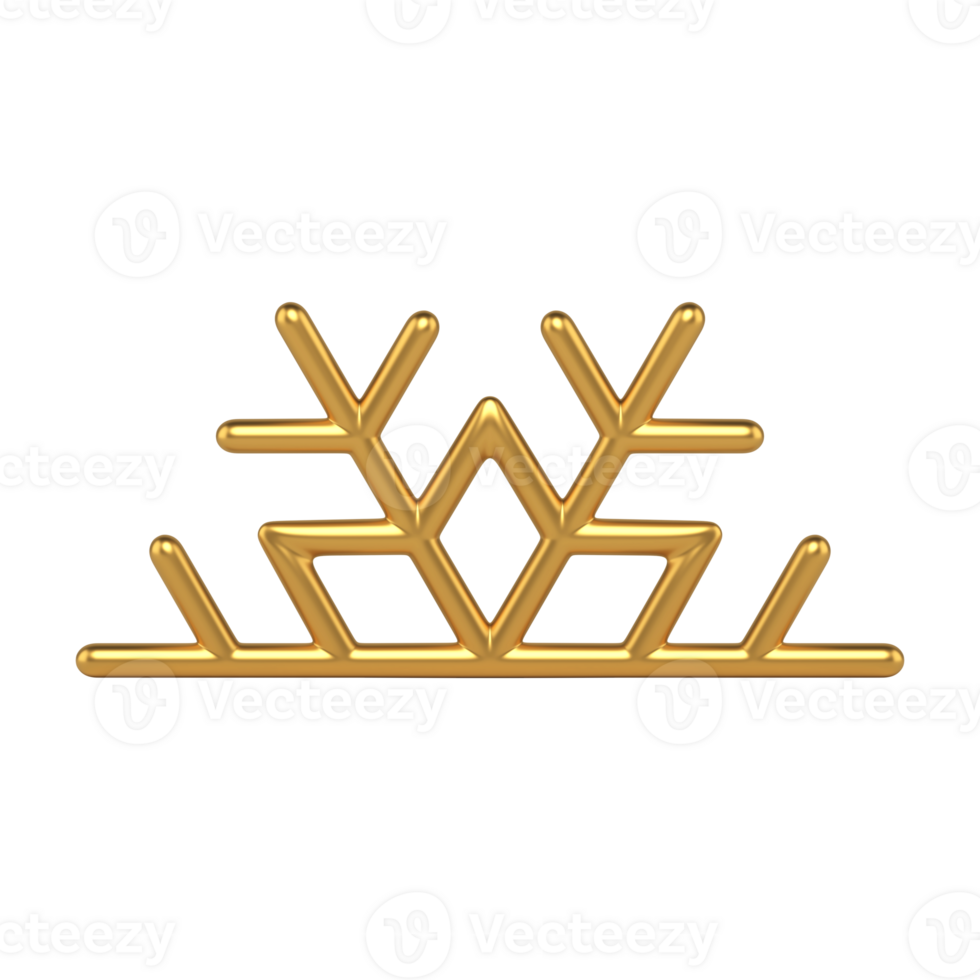 Golden half of abstract snowflake. Openwork decoration of minima png