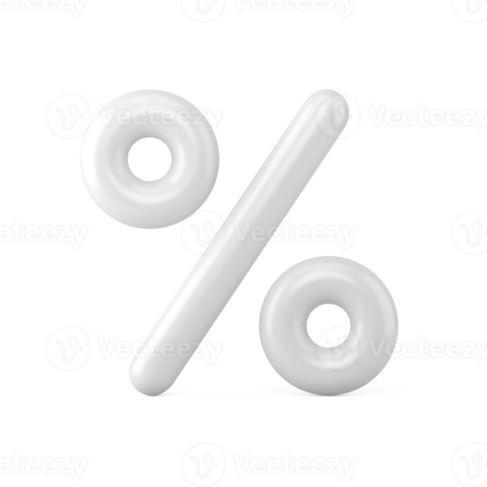 White percent symbol 3d. Festive discounts and sales on christma png
