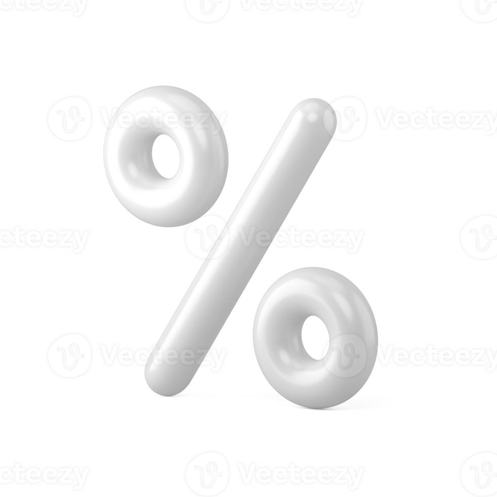 White percent symbol 3d. Festive discounts and sales on christma png