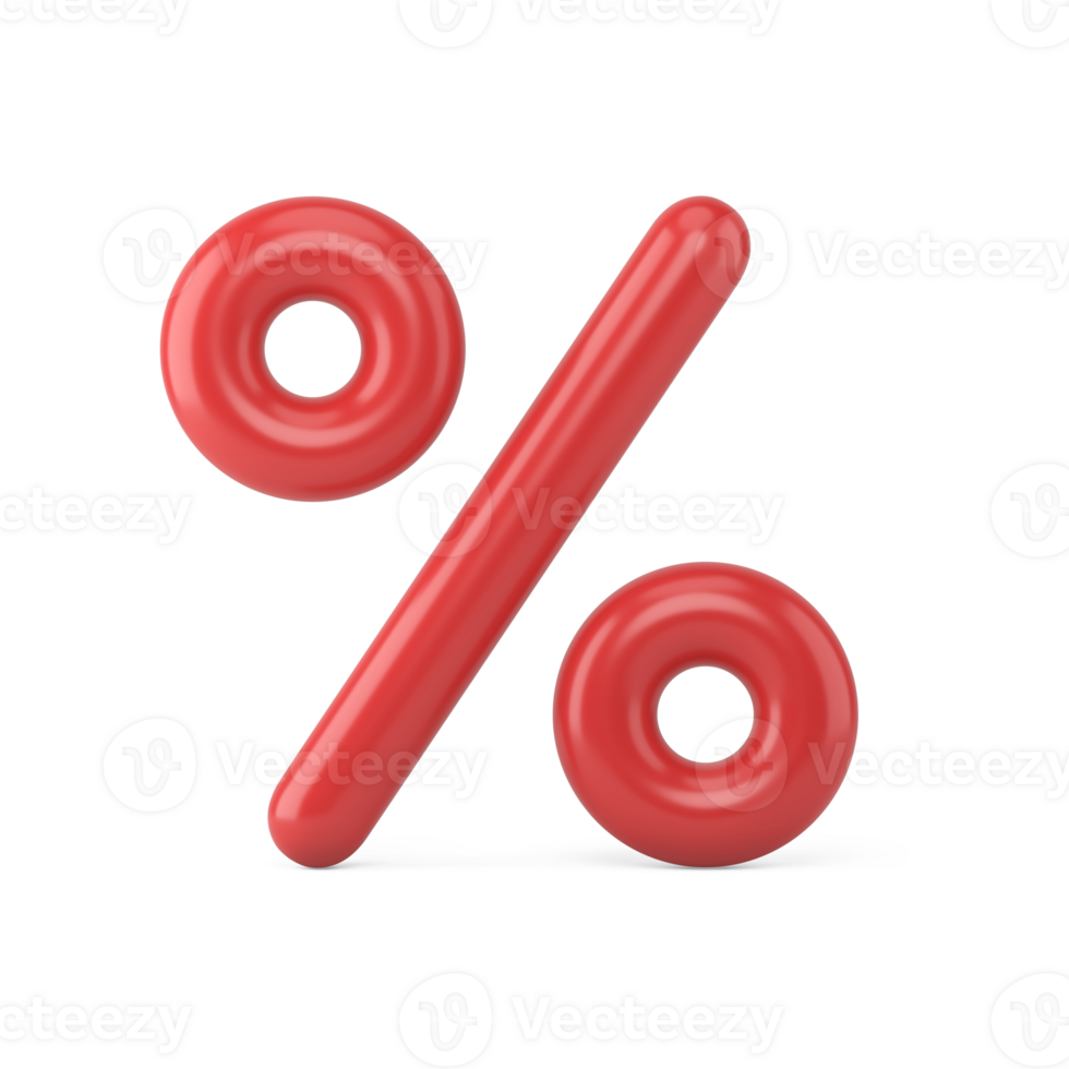 Red percent symbol 3d icon. Festive discounts and sales on chris png