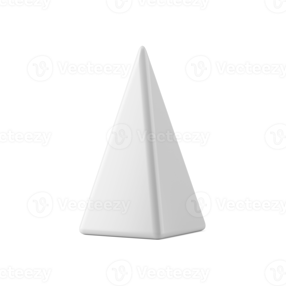 Abstract white cone pyramid. Minimalistic christmas design with png