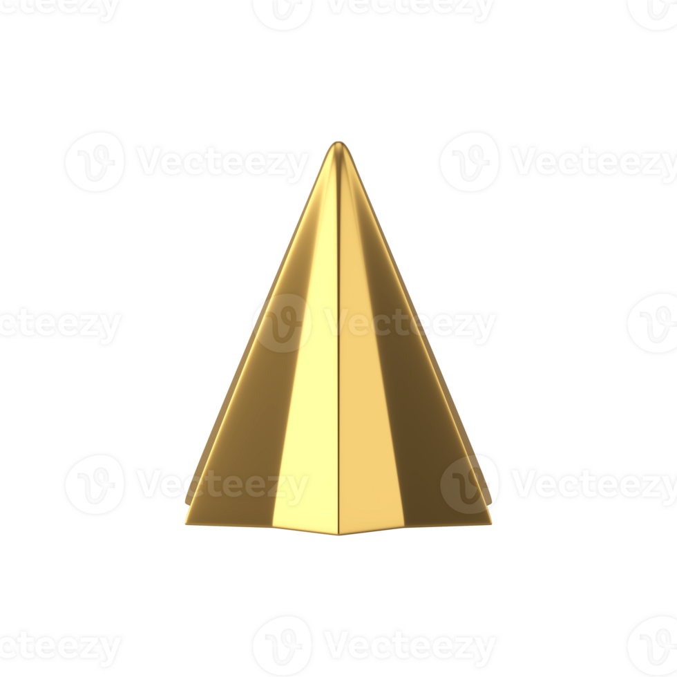 Minimalistic golden Christmas cone. Decorative simple interior e png