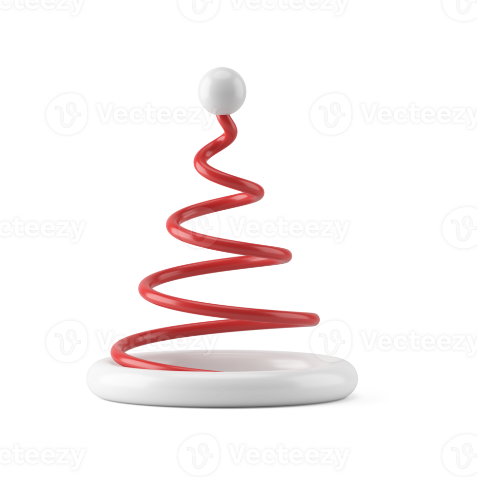 Abstract christmas hat spiral. Red spring with white rim and bal png