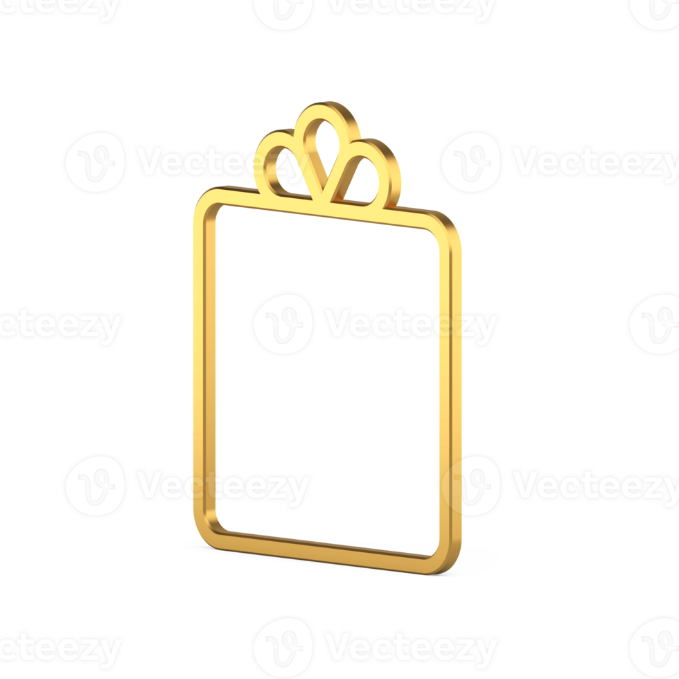 Golden christmas frame with abstract bow. Realistic design of ne png