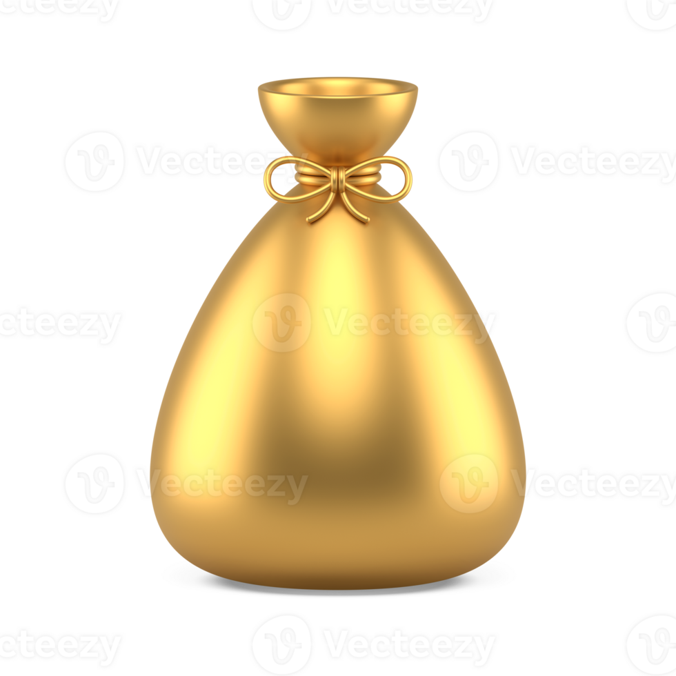 Gold christmas bag with gifts 3d. Interior holiday packaging wit png
