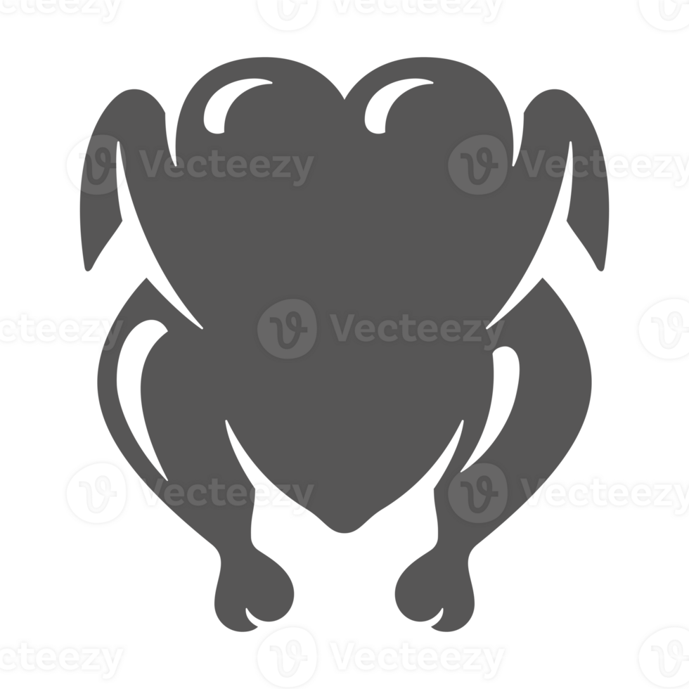 Grilled chicken hand drawn retro silhouette for street fast food design png