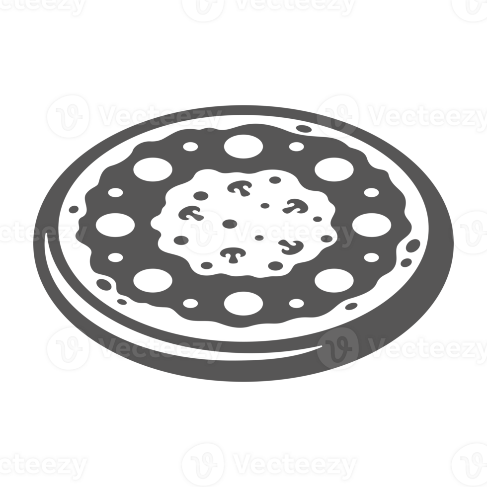 Pizza hand drawn retro silhouette for street fast food design png