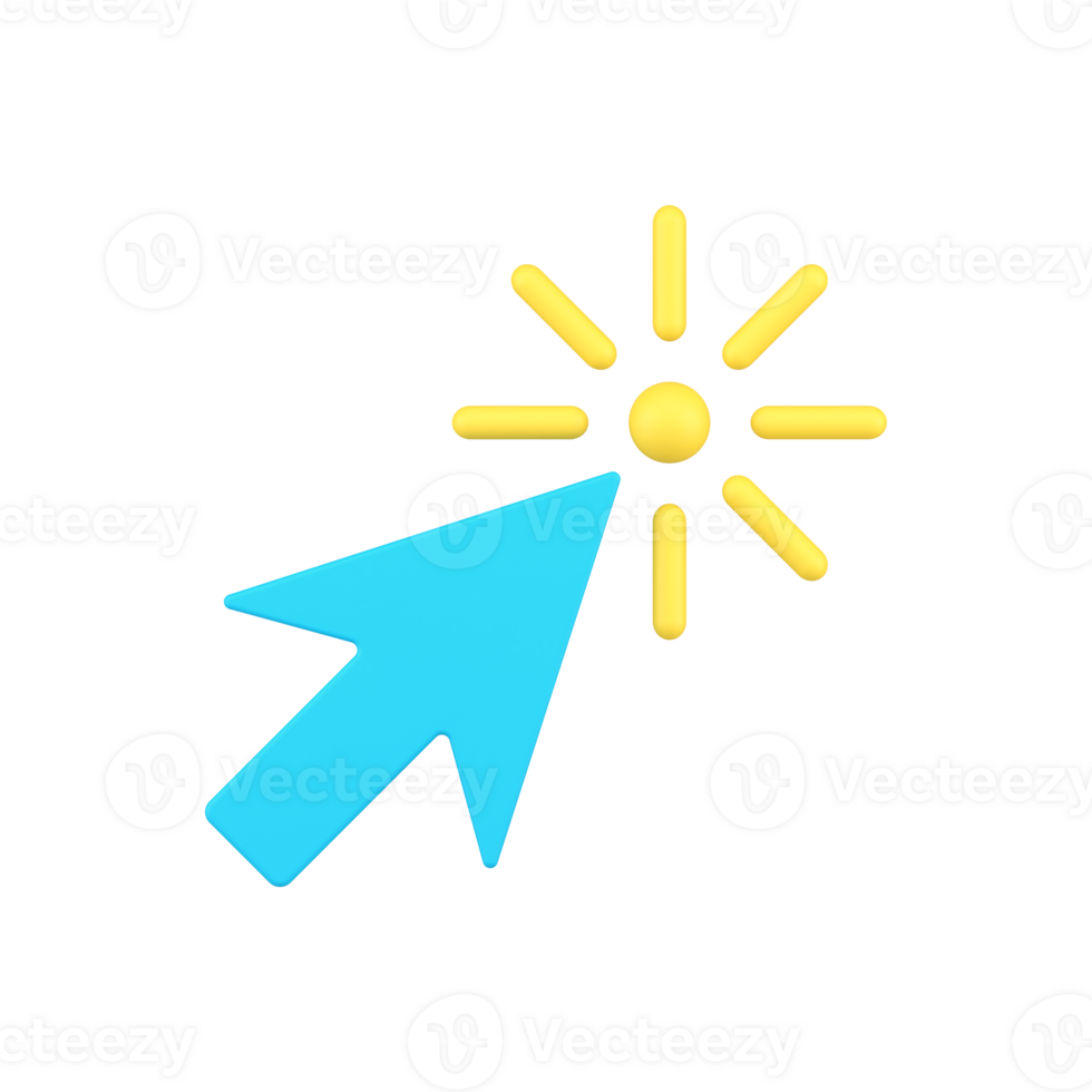 Simple 3d icon arrow cursor pointing link illustration. Modern mouse pointer clicking png