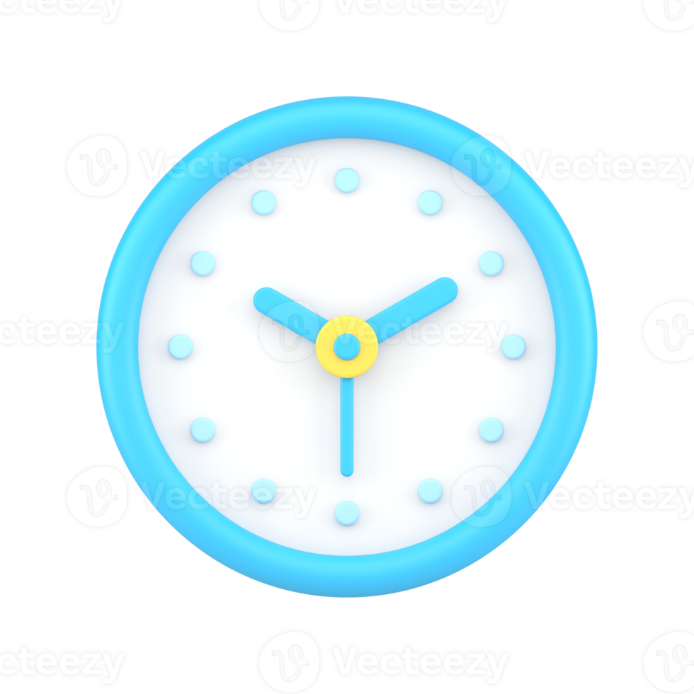 Blue circle wall watch 3d icon illustration png