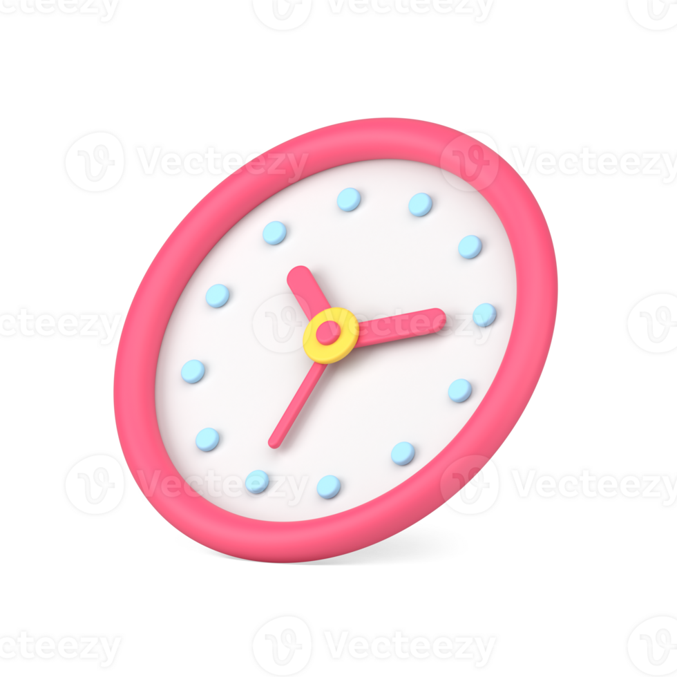 Pink circle clock 3d icon illustration png