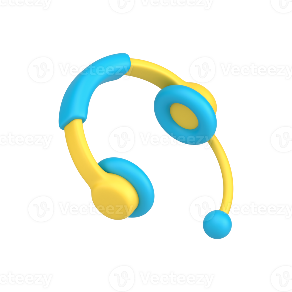 Support operator headphones 3d icon. Professional white device with microphone png