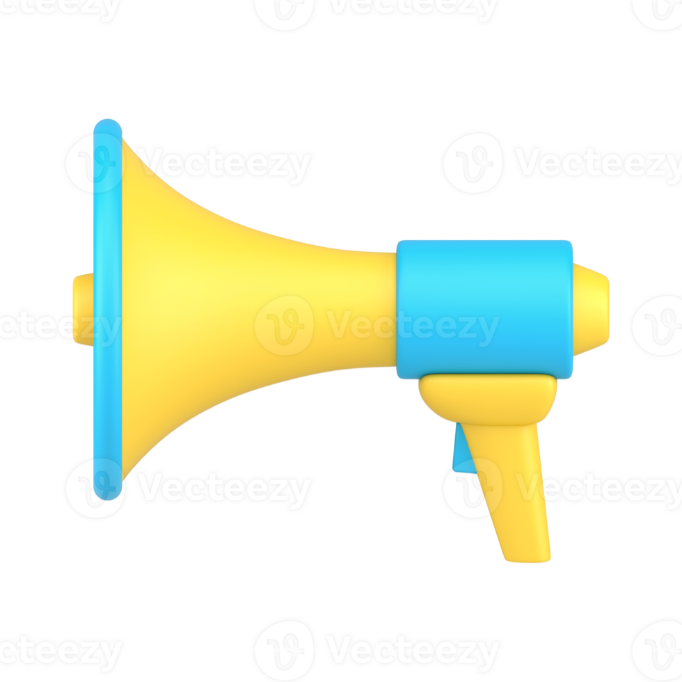 Volumetric megaphone 3d icon. Gadget for emergency announcements and promotions png