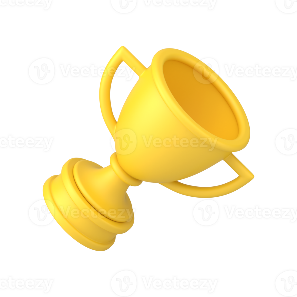 Yellow goblet trophy 3d icon. Realistic prize for successful champion png