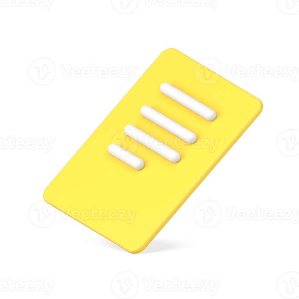 Yellow paper blank with text 3d icon illustration png
