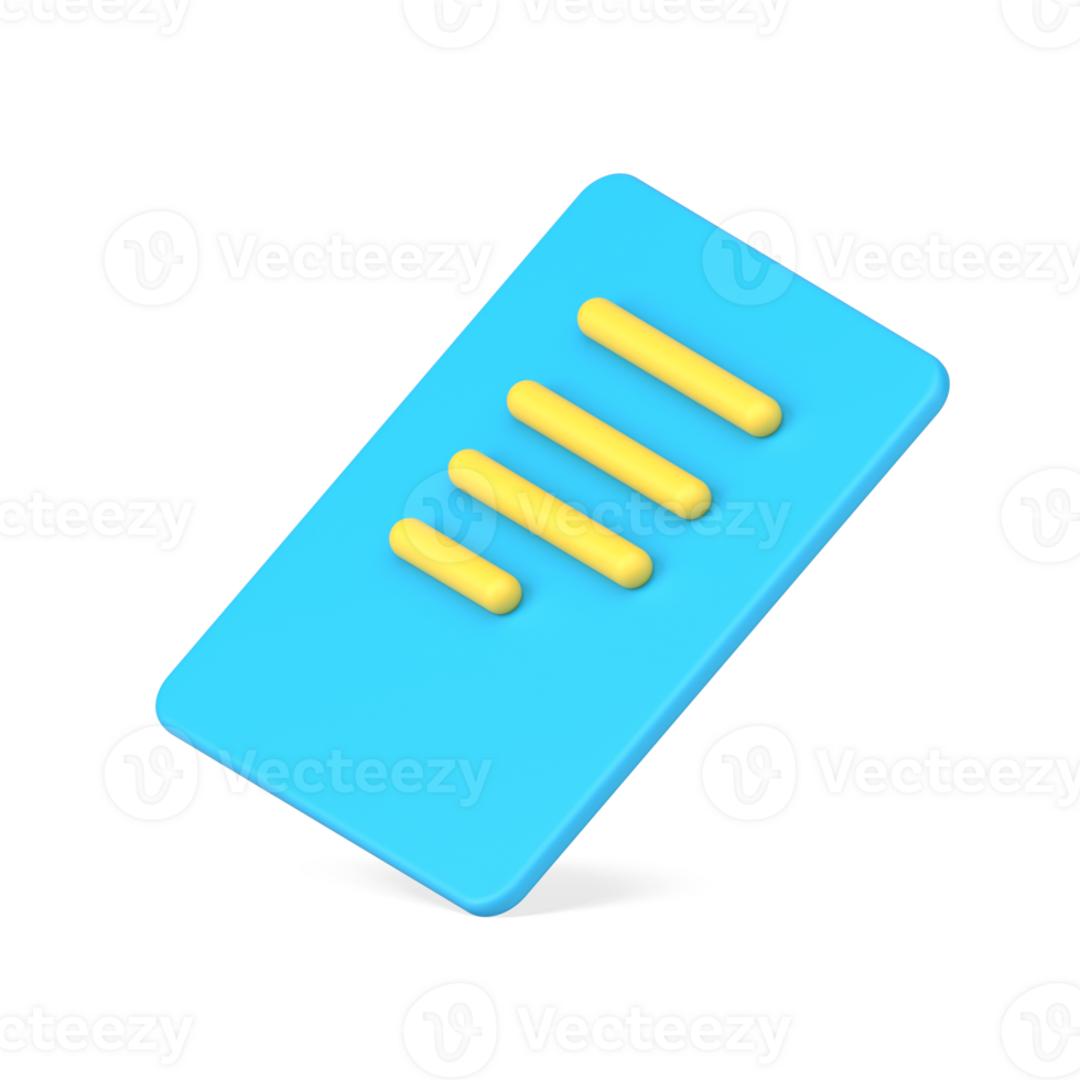 Blue paper blank with text 3d icon illustration png