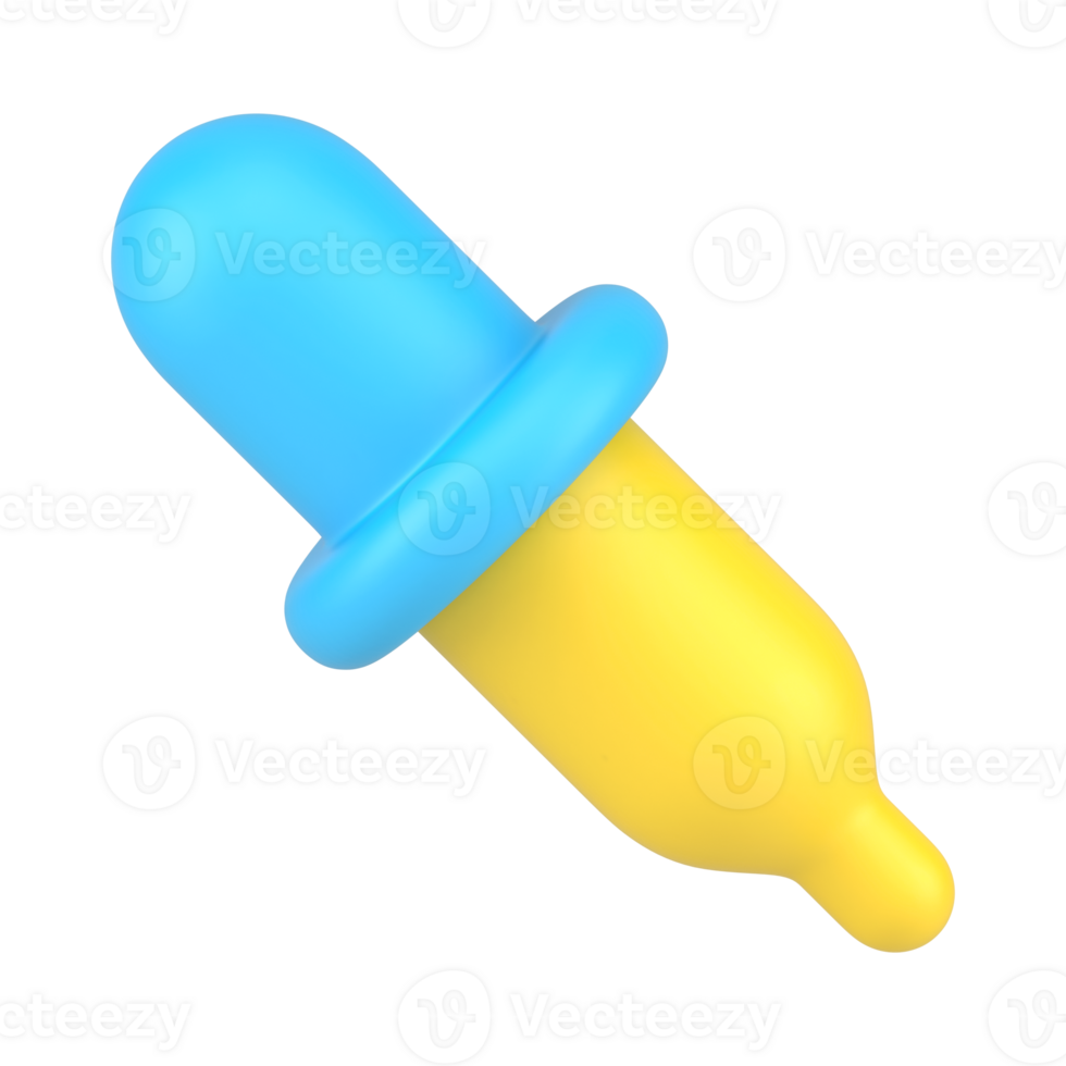 Pipette 3d icon. Medical instrument for testing with pink tip png
