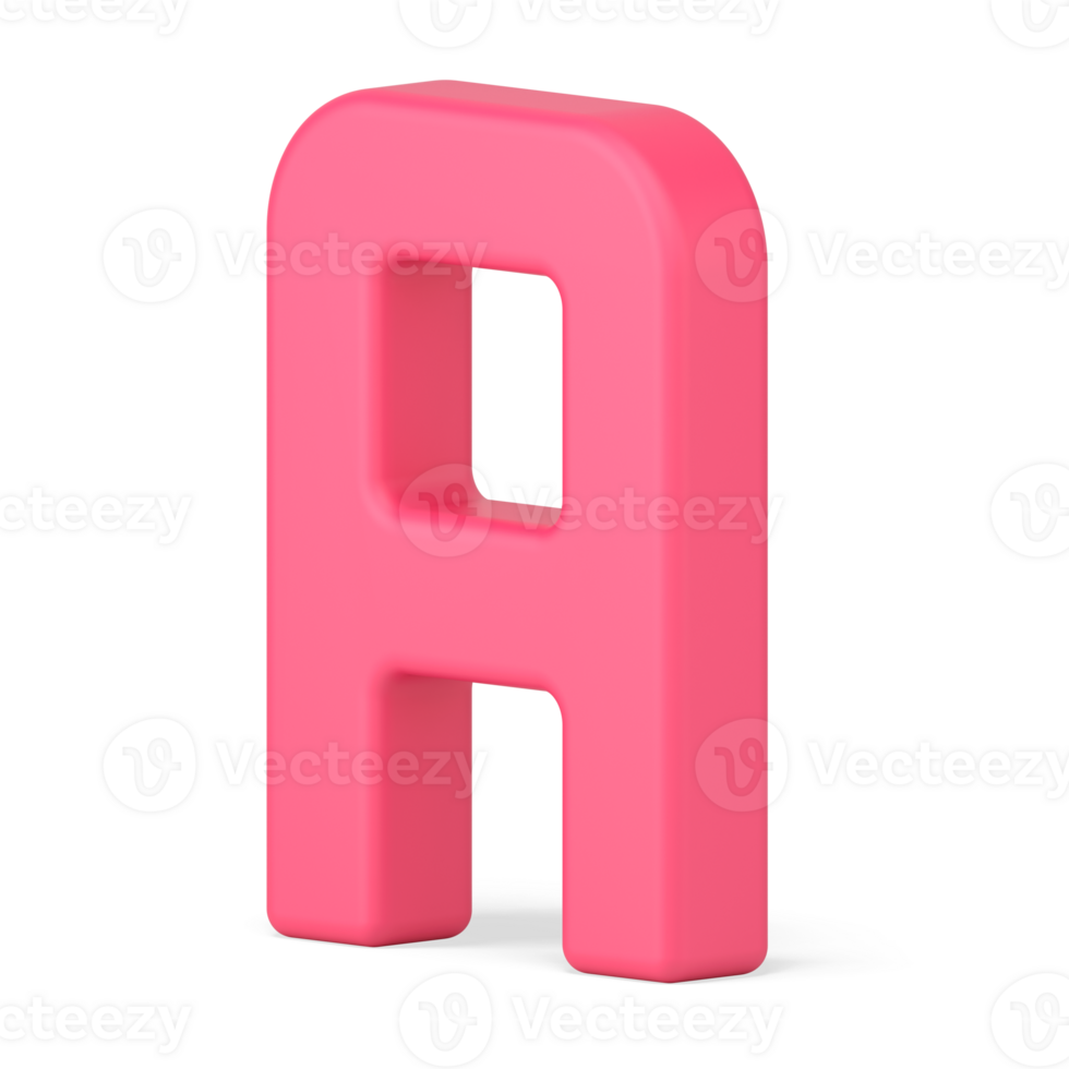 Red letter A 3d icon. Alphabet symbol for volumetric typography png