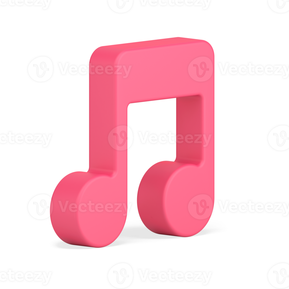Note symbol 3d icon. Music red tone of melody png