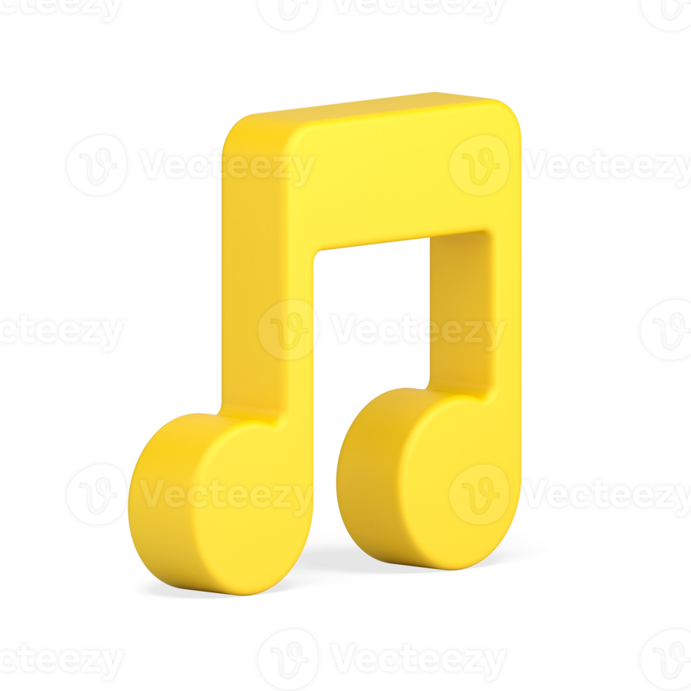 Golden note 3d icon. Music tone symbol of creativity png
