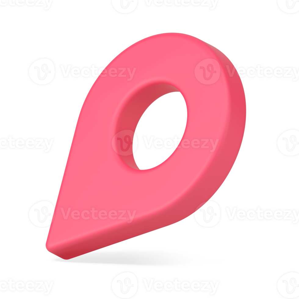 Red isometric location map pin 3d icon illustration. Cyberspace isometric badge gps direction png