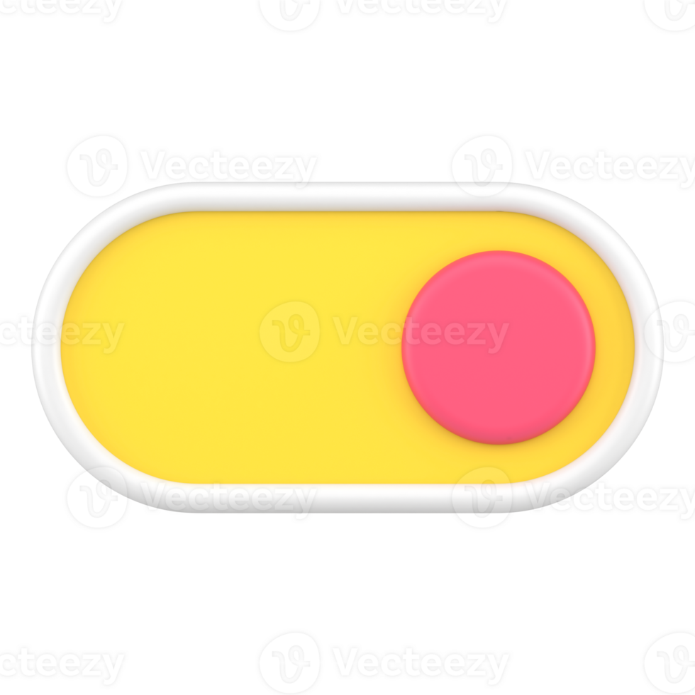 Yellow and pink switch button 3d icon. Round knob for switching and adjusting electronic device png