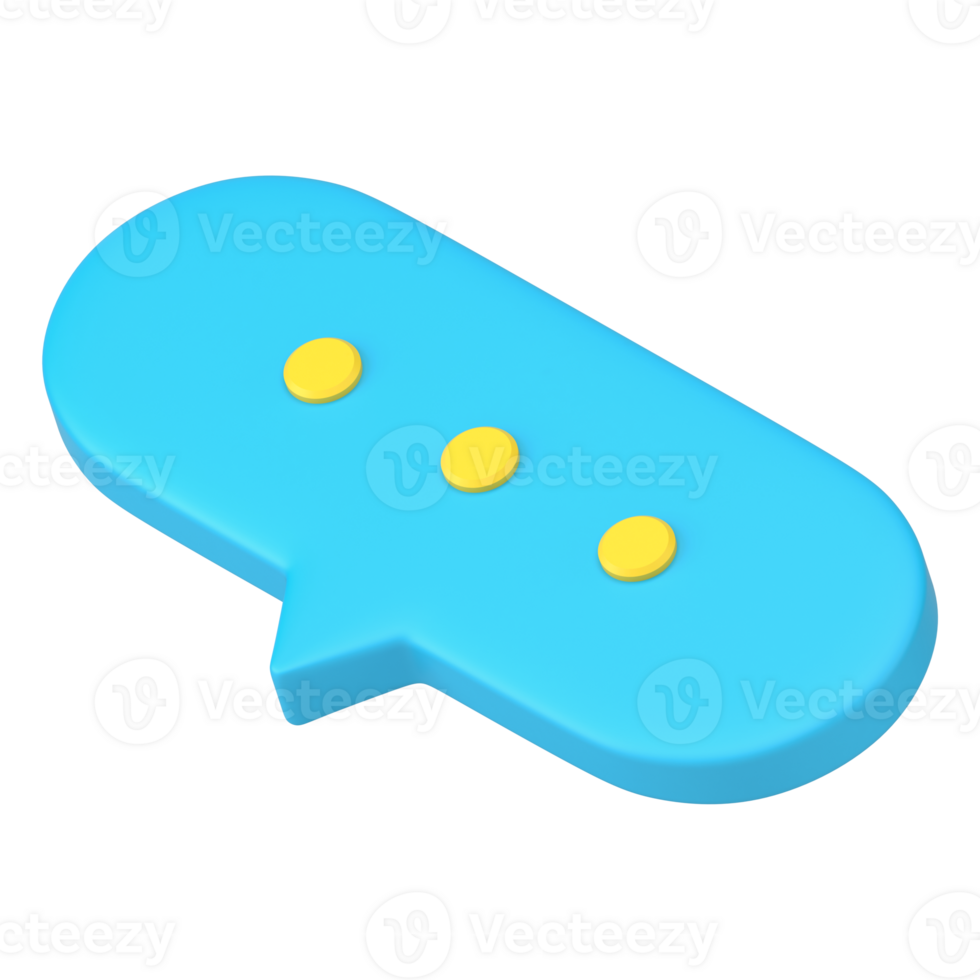 Blue online speech bubble 3d icon. Volumetric chat with text message png