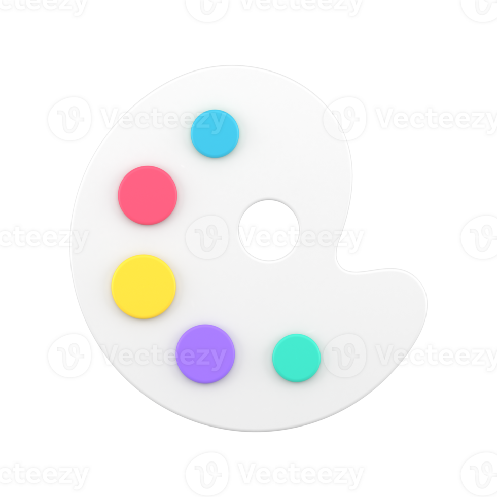 Color palette for drawing 3d icon. Volumetric colorful creative tool png