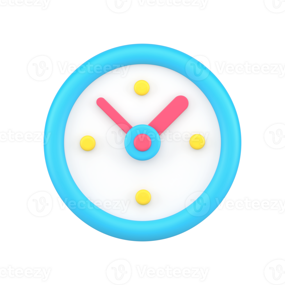 Circled vintage analog watch for wall hanged deadline control blue 3d icon illustration png