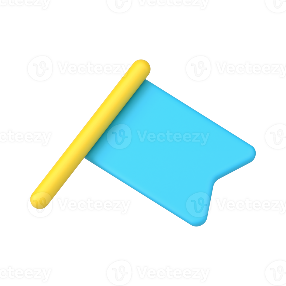 Blue flag as pushpin symbol 3d icon illustration png