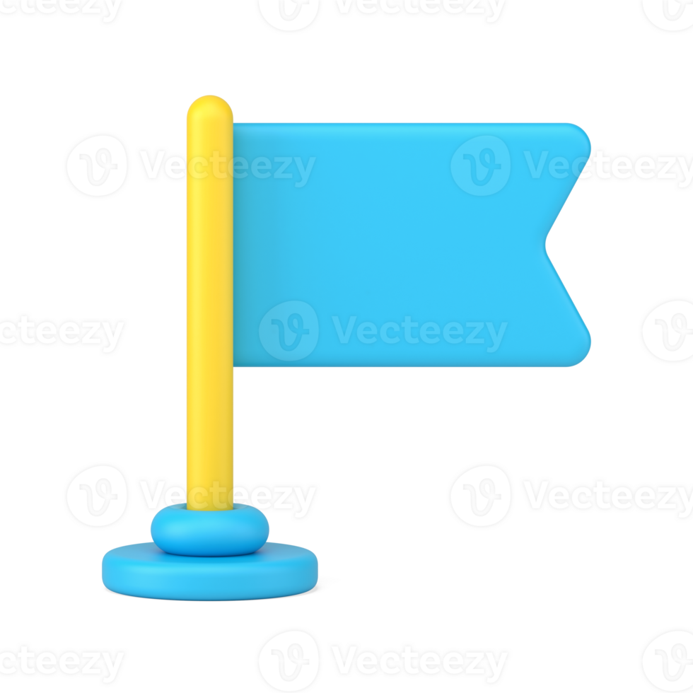 Blue flag on rack 3d icon illustration png