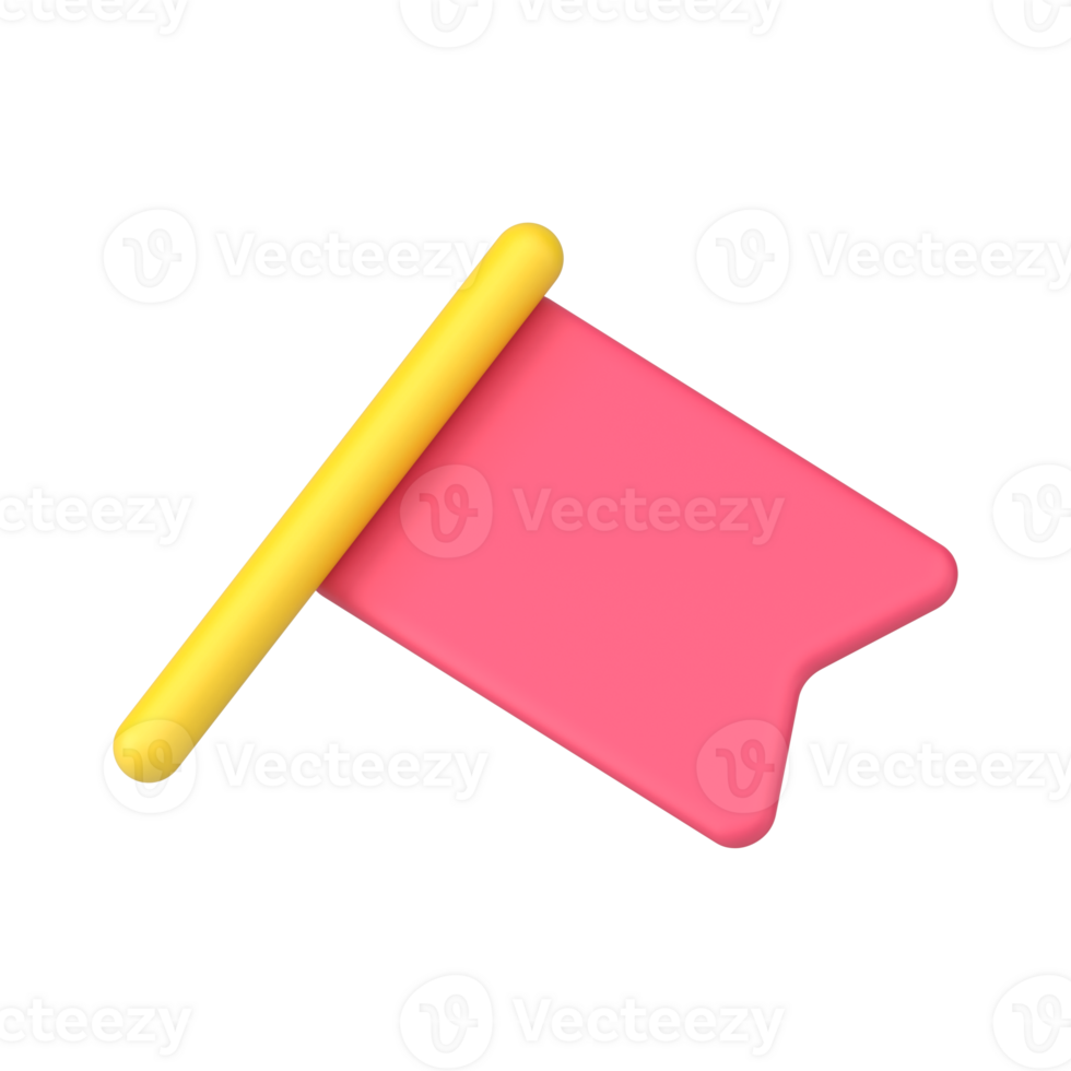 Red flag 3d icon illustration. Pushpin symbol of achievement, victory, location label png