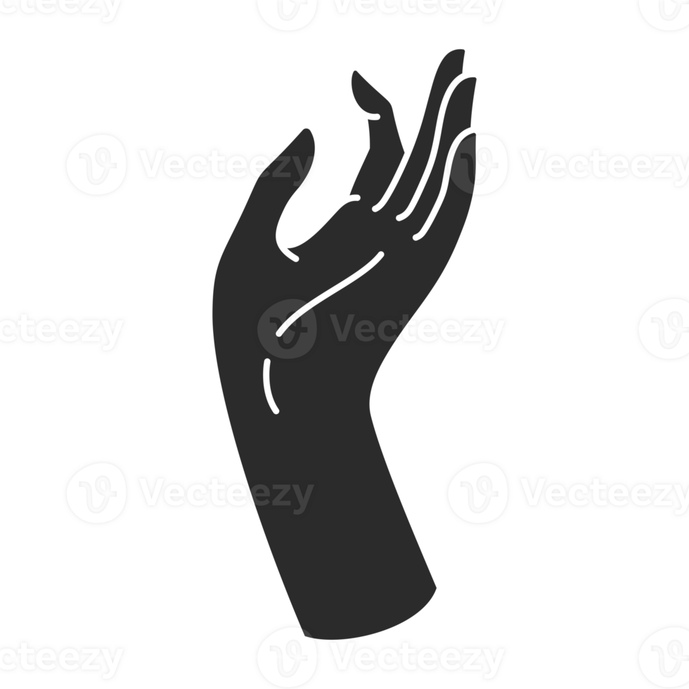 Magic woman hand palm gesture and fingers silhouette png