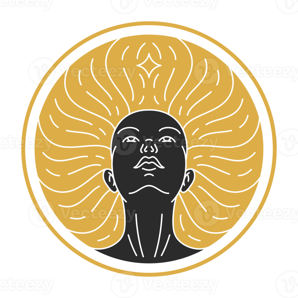 Magic elegant woman portrait with hairs silhouette png