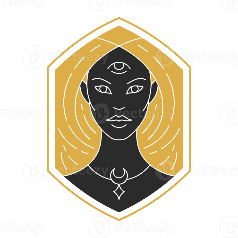 Magic elegant woman portrait with hairs silhouette png