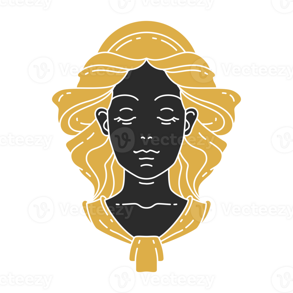 Elegant woman portrait with hairs silhouette png
