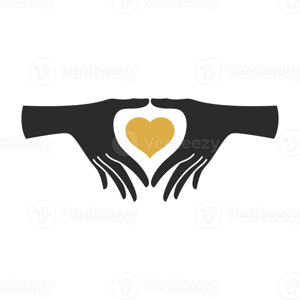 Female gesture hands showing heart shape silhouette drawing style png