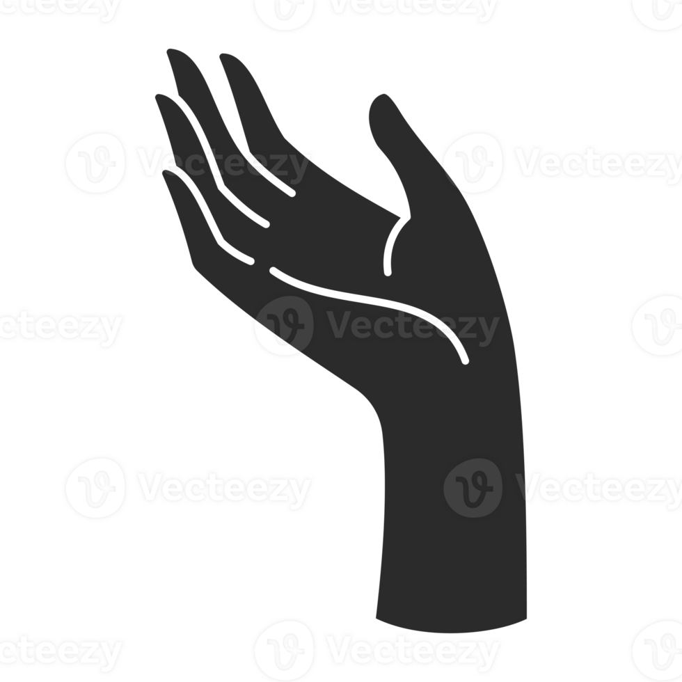 Magic woman hand palm gesture and fingers silhouette png