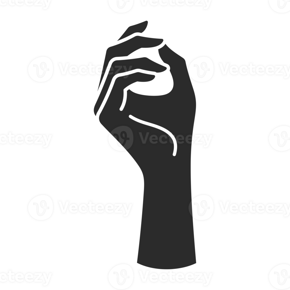 Magic woman hand palm gesture and fingers silhouette png