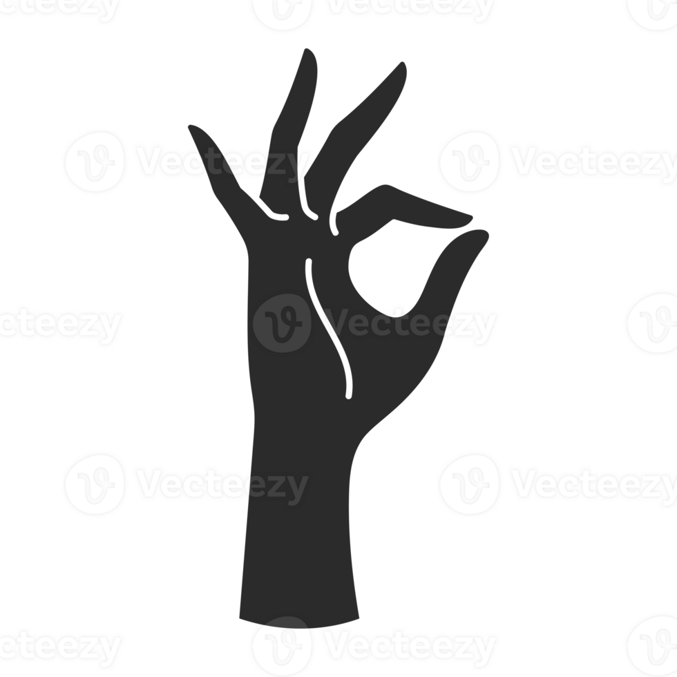 Female gesture hand showing ok sign shape silhouette drawing png