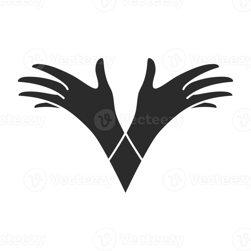 Magic woman hands palms gesture and fingers silhouette png