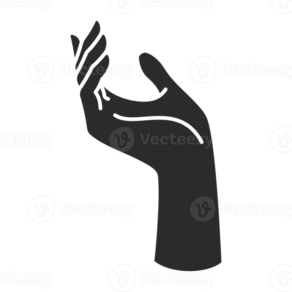 Magic woman hand palm gesture and fingers silhouette png