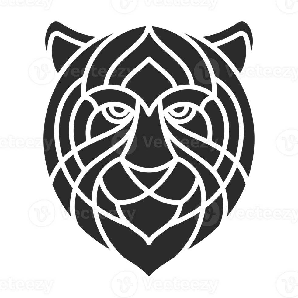 Geometric head of tiger hand drawn silhouette png