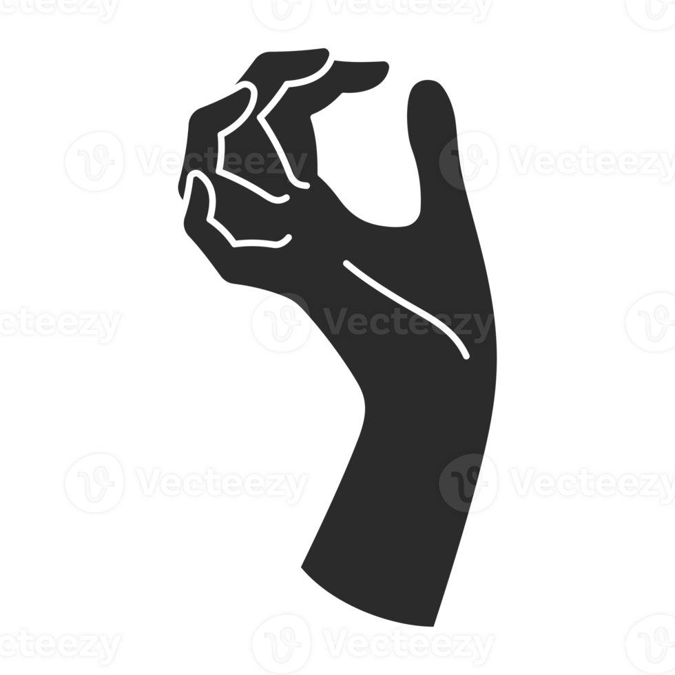 Magic woman hand palm gesture and fingers silhouette png